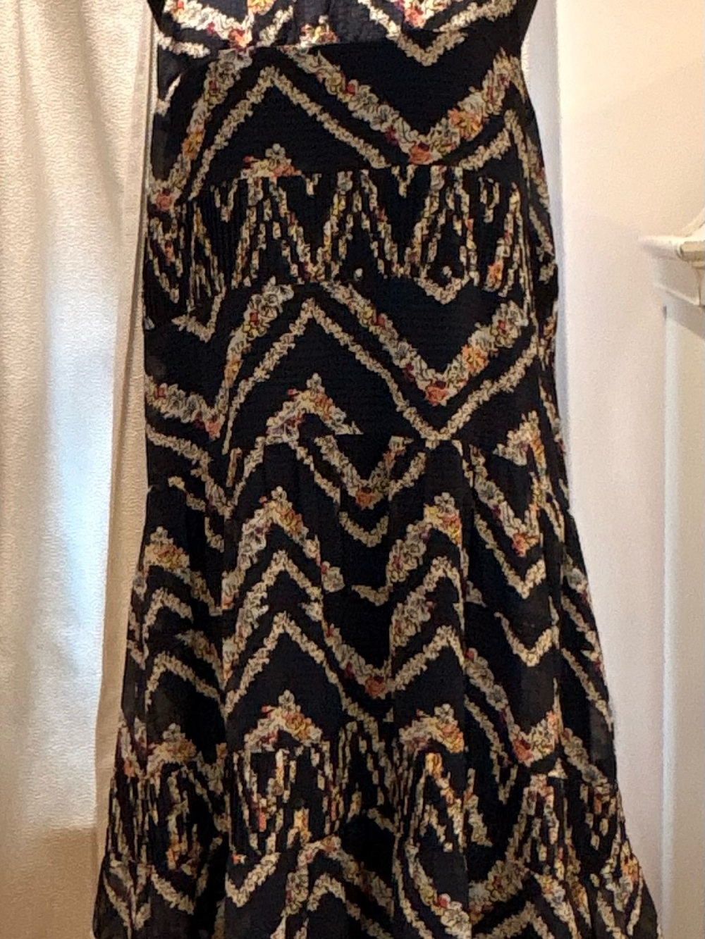 HD in Paris Black Maxi Dress with Floral Chevron Print